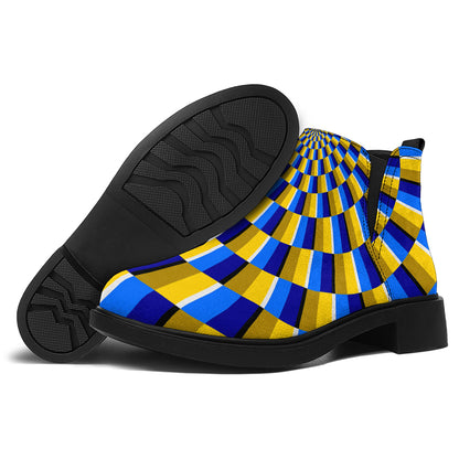 Dartboard Moving Optical Illusion Flat Ankle Boots