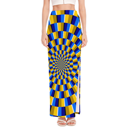 Dartboard Moving Optical Illusion High Slit Maxi Skirt