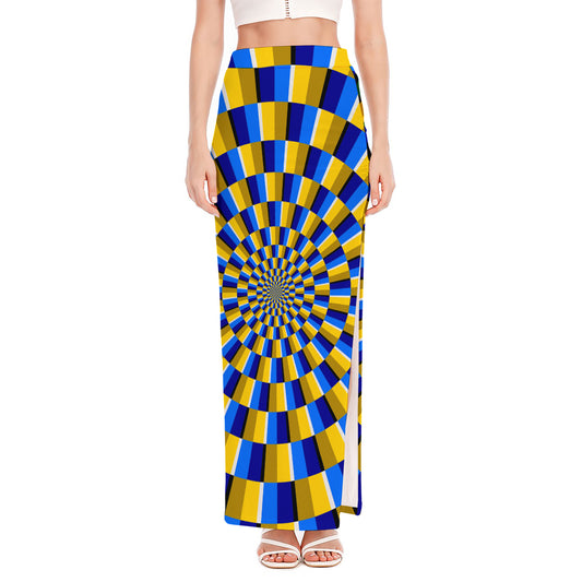 Dartboard Moving Optical Illusion High Slit Maxi Skirt