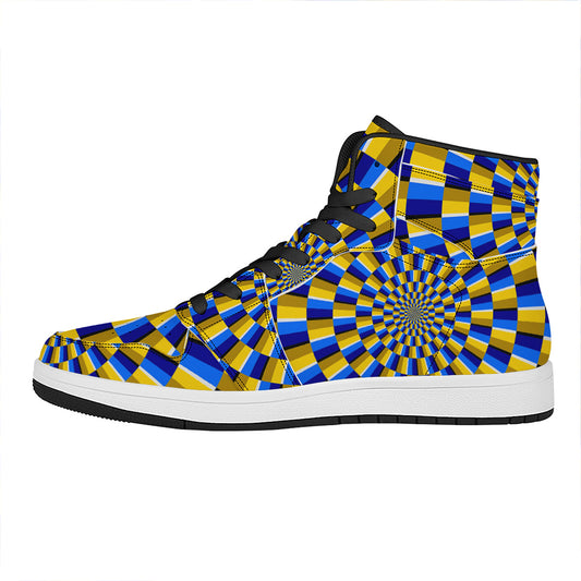 Dartboard Moving Optical Illusion High Top Leather Sneakers