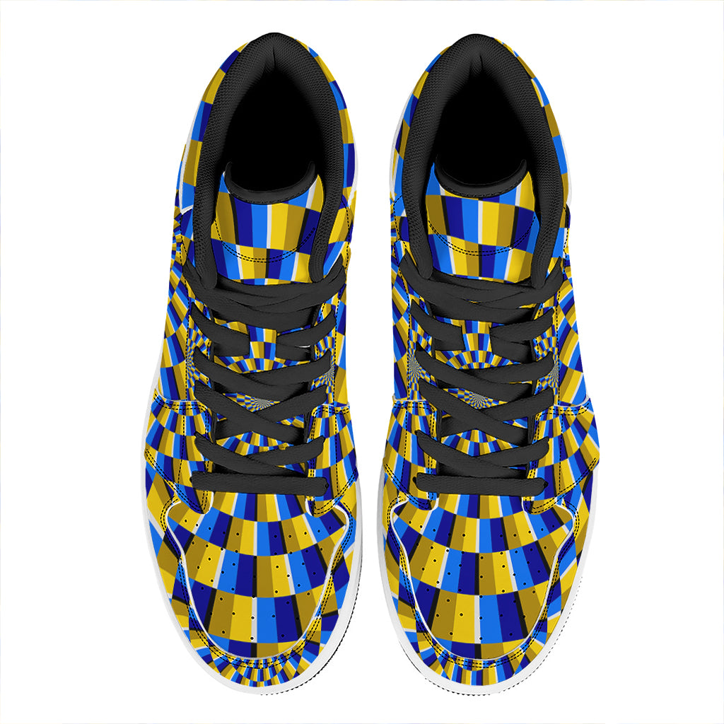 Dartboard Moving Optical Illusion High Top Leather Sneakers