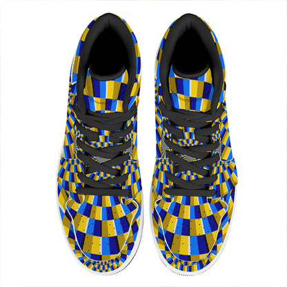 Dartboard Moving Optical Illusion High Top Leather Sneakers