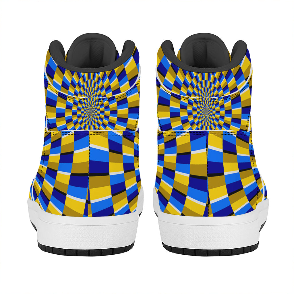 Dartboard Moving Optical Illusion High Top Leather Sneakers