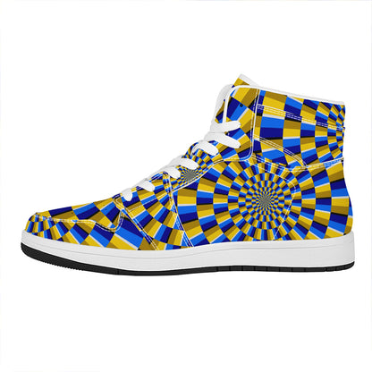 Dartboard Moving Optical Illusion High Top Leather Sneakers