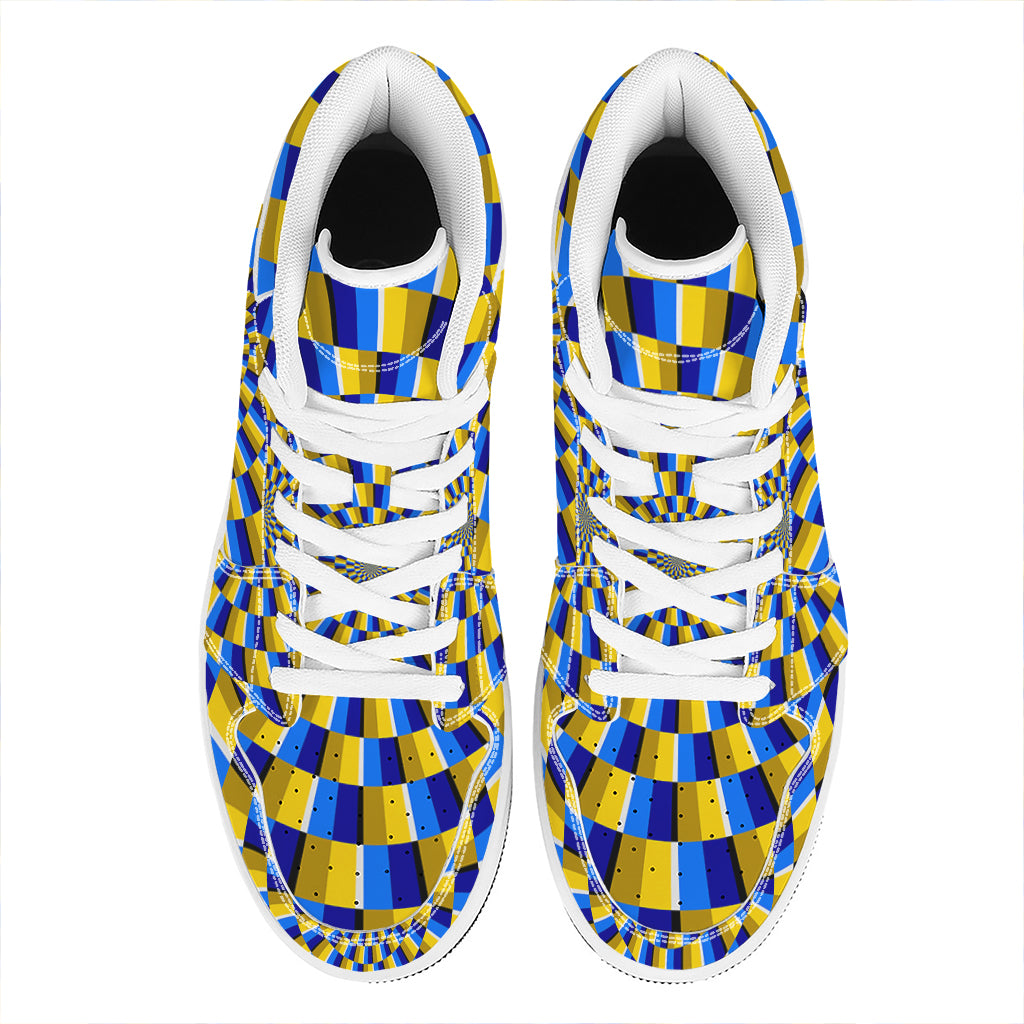 Dartboard Moving Optical Illusion High Top Leather Sneakers