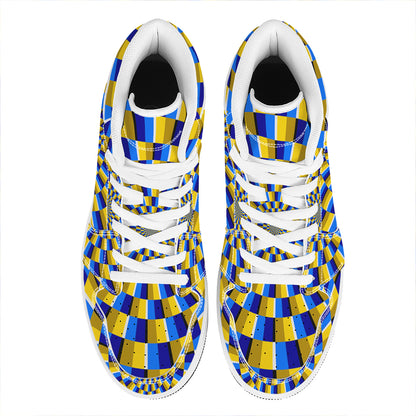 Dartboard Moving Optical Illusion High Top Leather Sneakers
