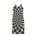 Dartboard Moving Optical Illusion Jersey Midi Cami Dress