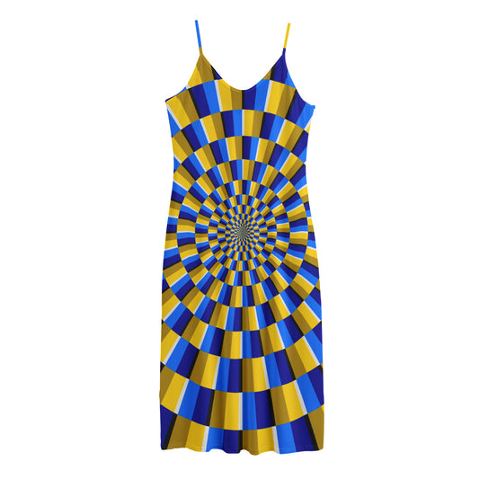 Dartboard Moving Optical Illusion Jersey Midi Cami Dress