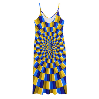 Dartboard Moving Optical Illusion Jersey Midi Cami Dress