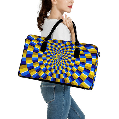 Dartboard Moving Optical Illusion Leather Duffle Bag