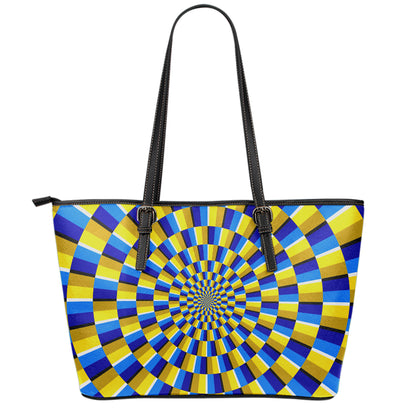 Dartboard Moving Optical Illusion Leather Tote Bag