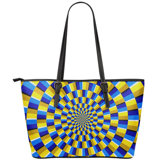 Dartboard Moving Optical Illusion Leather Tote Bag