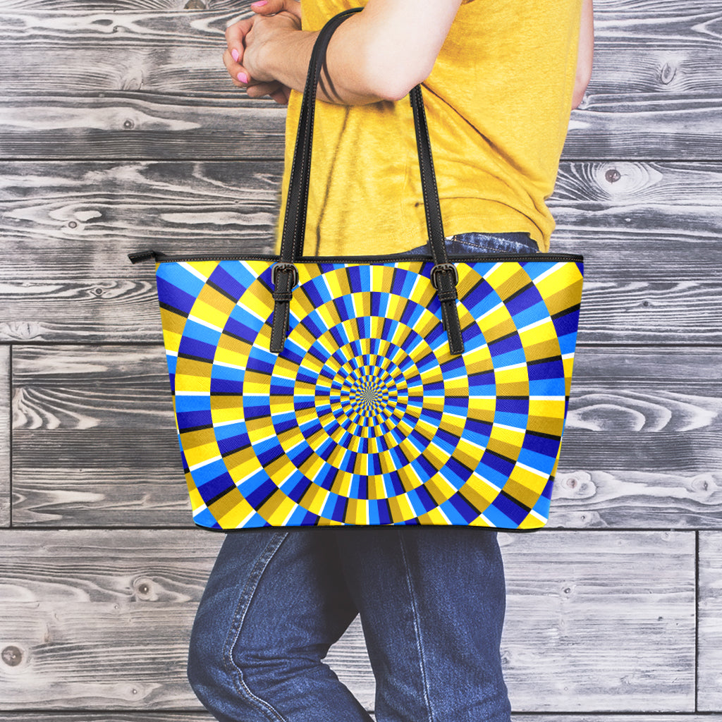 Dartboard Moving Optical Illusion Leather Tote Bag