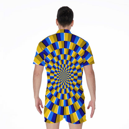 Dartboard Moving Optical Illusion Men's Rompers