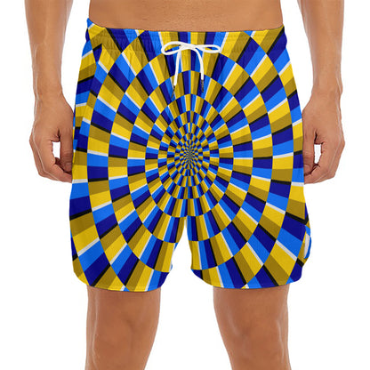 Dartboard Moving Optical Illusion Men's Split Running Shorts