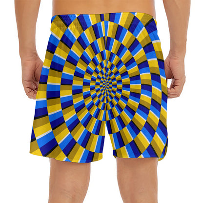Dartboard Moving Optical Illusion Men's Split Running Shorts