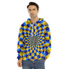 Dartboard Moving Optical Illusion Men's Velvet Pullover Hoodie