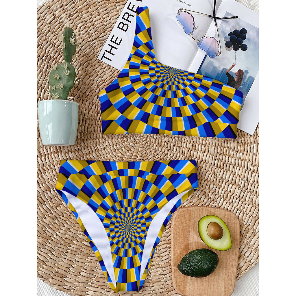Dartboard Moving Optical Illusion One Shoulder Bikini Top