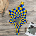 Dartboard Moving Optical Illusion One Shoulder Bodysuit