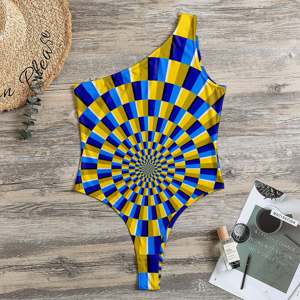Dartboard Moving Optical Illusion One Shoulder Bodysuit