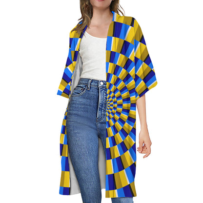 Dartboard Moving Optical Illusion Open Front Beach Cover Up