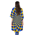 Dartboard Moving Optical Illusion Open Front Beach Cover Up