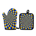 Dartboard Moving Optical Illusion Oven Mitt And Pot Holder Set