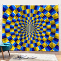 Dartboard Moving Optical Illusion Pencil Pleat Curtains