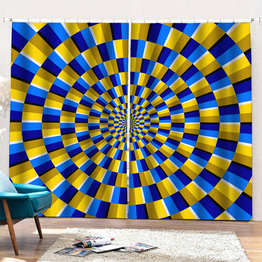 Dartboard Moving Optical Illusion Pencil Pleat Curtains