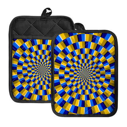 Dartboard Moving Optical Illusion Pot Holders With Pocket