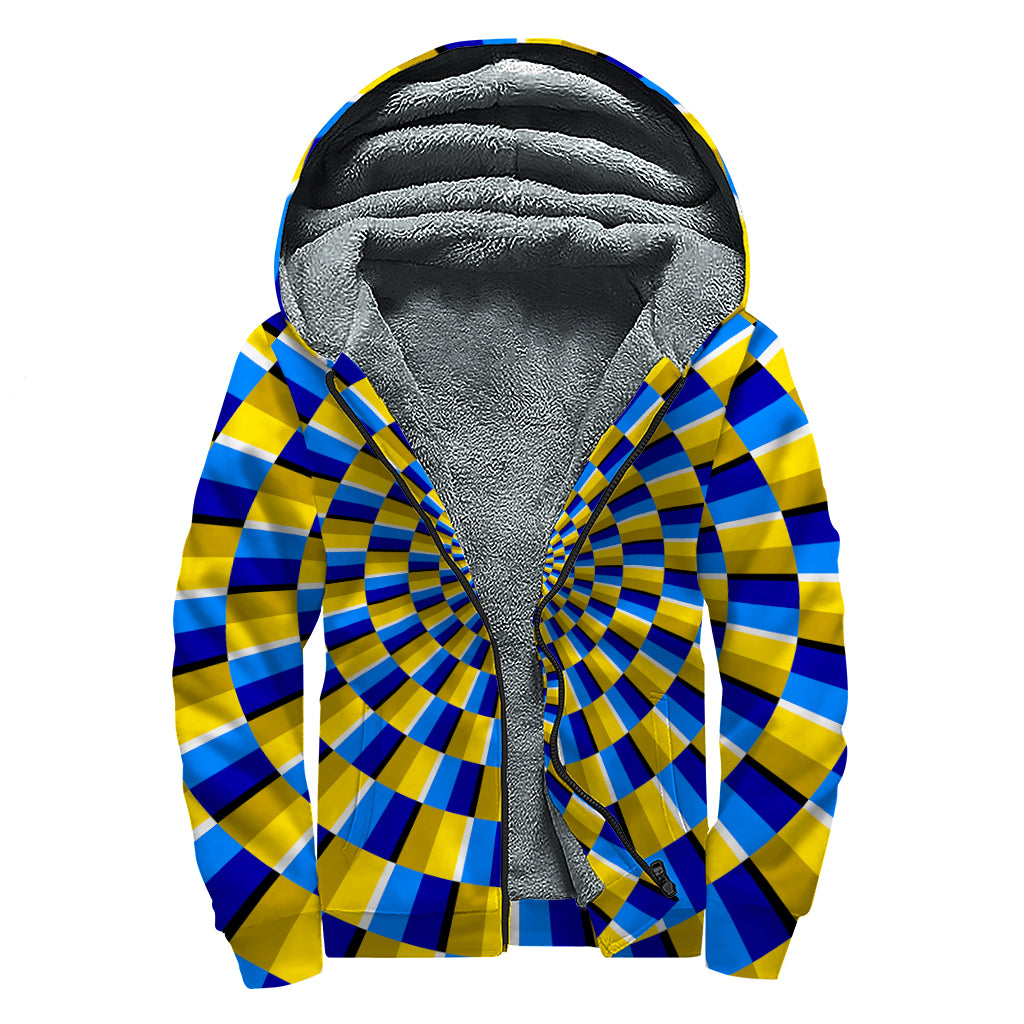 Dartboard Moving Optical Illusion Sherpa Lined Zip Up Hoodie