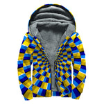 Dartboard Moving Optical Illusion Sherpa Lined Zip Up Hoodie