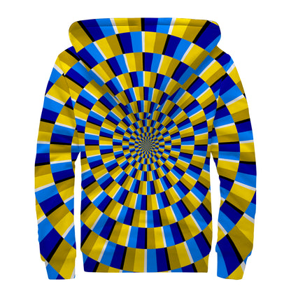 Dartboard Moving Optical Illusion Sherpa Lined Zip Up Hoodie