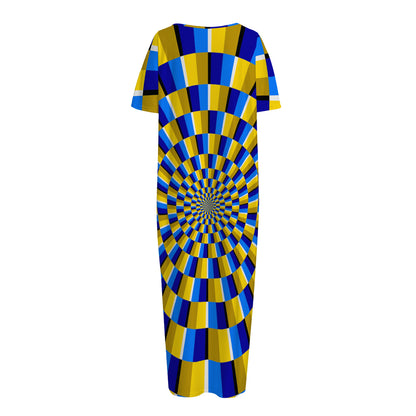 Dartboard Moving Optical Illusion Short Sleeve Long Nightdress