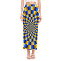 Dartboard Moving Optical Illusion Side Slit Maxi Skirt