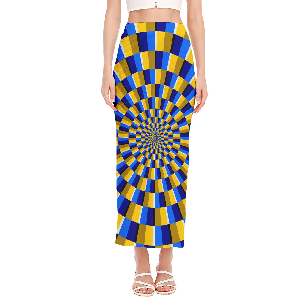 Dartboard Moving Optical Illusion Side Slit Maxi Skirt