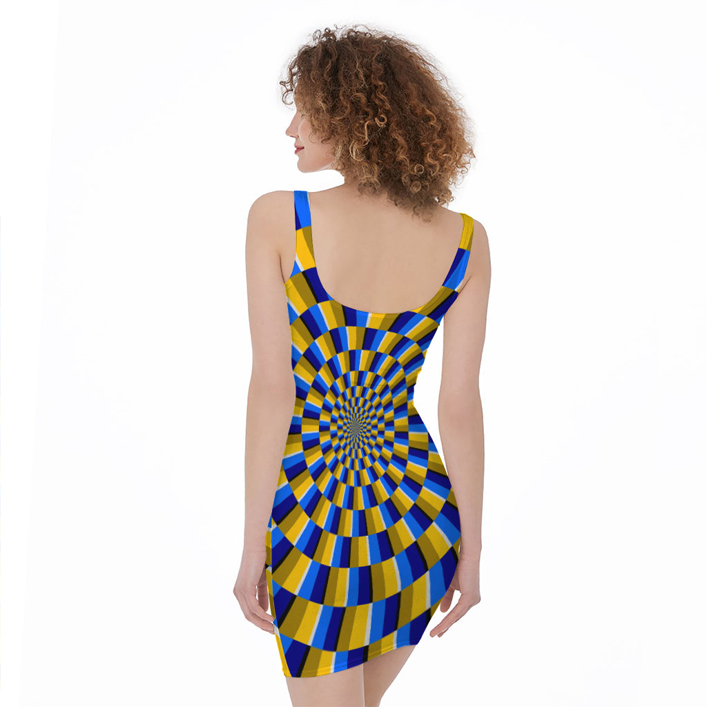 Dartboard Moving Optical Illusion Sleeveless Bodycon Dress