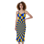 Dartboard Moving Optical Illusion Slim Fit Midi Cami Dress