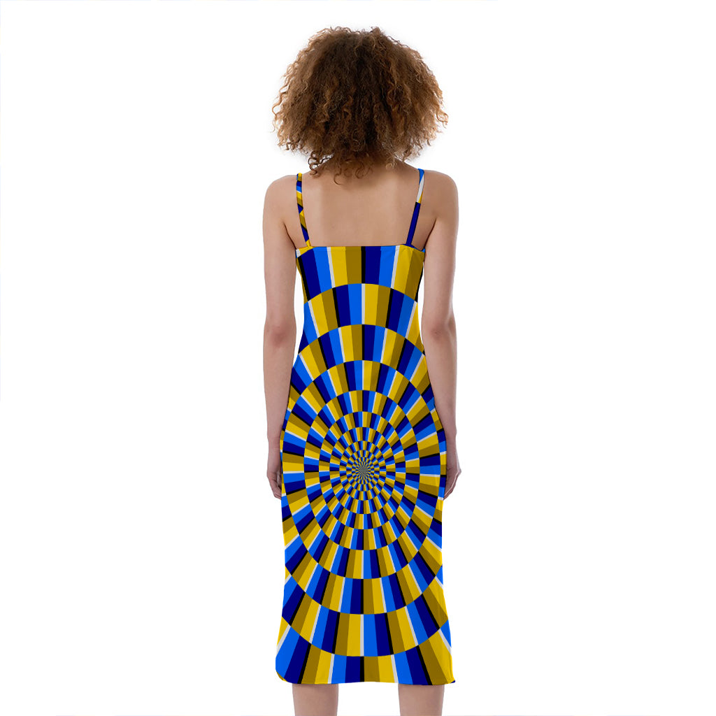 Dartboard Moving Optical Illusion Slim Fit Midi Cami Dress