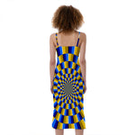 Dartboard Moving Optical Illusion Slim Fit Midi Cami Dress