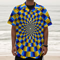 Dartboard Moving Optical Illusion Textured Short Sleeve Shirt