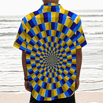 Dartboard Moving Optical Illusion Textured Short Sleeve Shirt