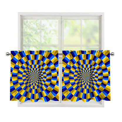 Dartboard Moving Optical Illusion Tier Curtains