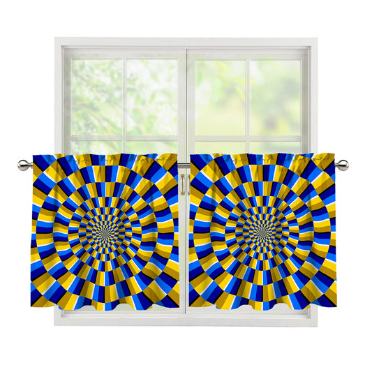 Dartboard Moving Optical Illusion Tier Curtains