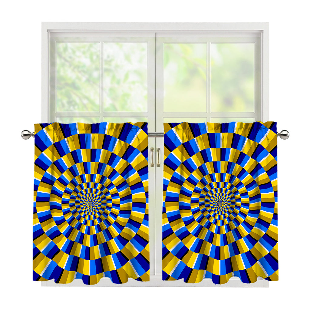 Dartboard Moving Optical Illusion Tier Curtains
