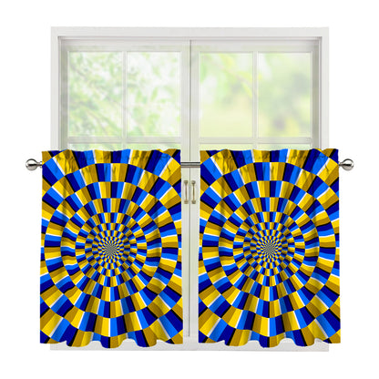 Dartboard Moving Optical Illusion Tier Curtains