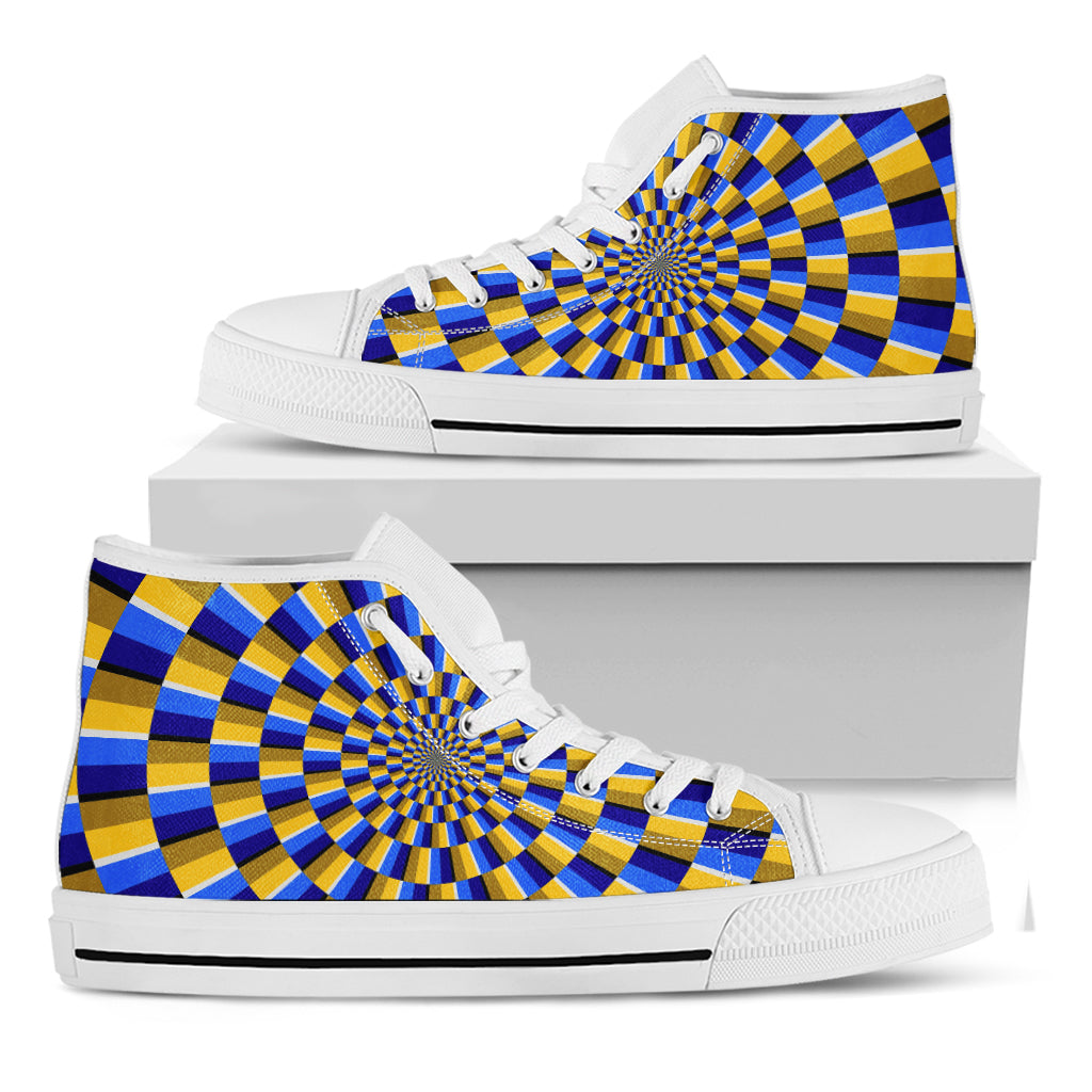 Dartboard Moving Optical Illusion White High Top Sneakers
