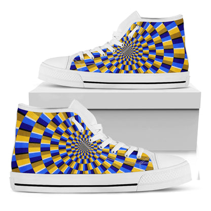 Dartboard Moving Optical Illusion White High Top Sneakers
