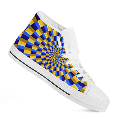 Dartboard Moving Optical Illusion White High Top Sneakers