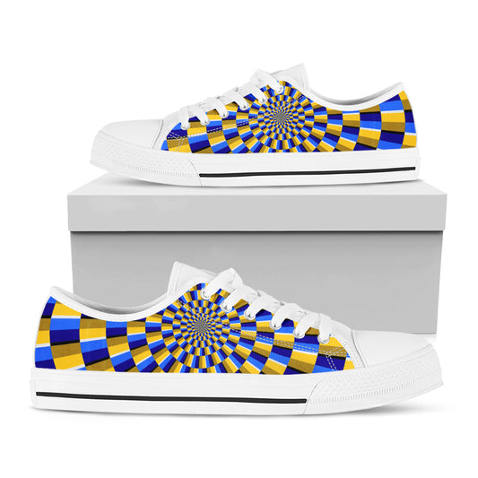 Dartboard Moving Optical Illusion White Low Top Sneakers